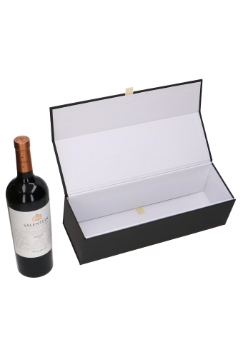 Luxe Magneetdozen Wijnfles Rioja Zwart Mat 1 fles 10x10x33cm 1stuks