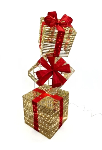 Decoratie Kerst 3 Gestapeld Kado's XL Groot Led 1 stuk
