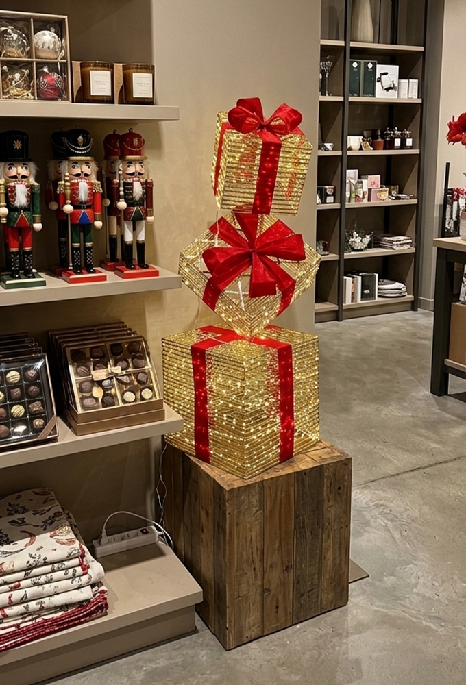 Decoratie Kerst 3 Gestapeld Kado's Medium Led 1 stuk