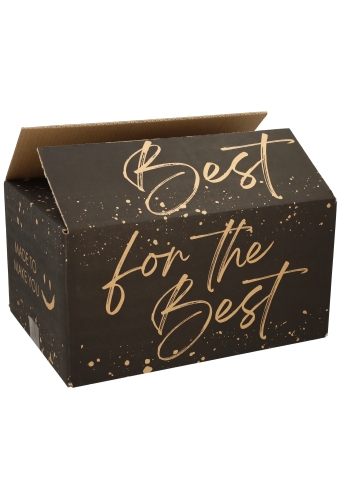 AKTIE Geschenkdozen For The Best Kraft Zwart 39x29x10cm 15stuks