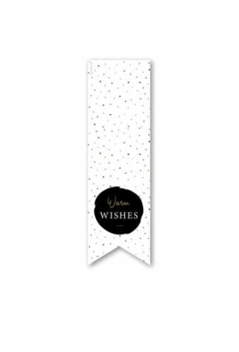 Langwerpig Sluitzegel Kerst Warm Whishes 3.5 x 11.5cm 200stuks