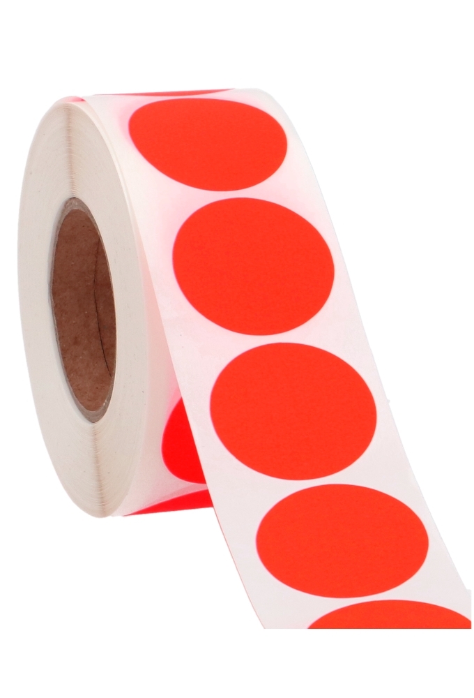 Etiketten Fluor Rood Sluiting Zegel Rond 3.5cm 1000stuks