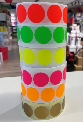 Etiketten Fluor Geel Sluiting Zegel Rond 3.5cm 1000stuks