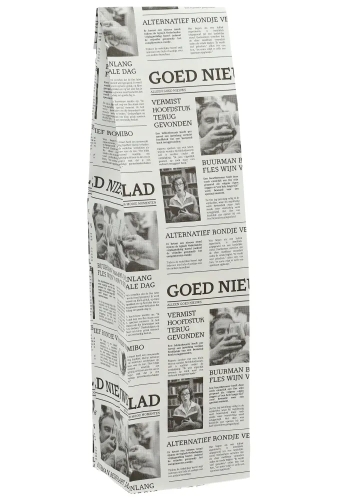 Wijnzak 1-Fles Newspaper krant 10x8x40cm 50stuks