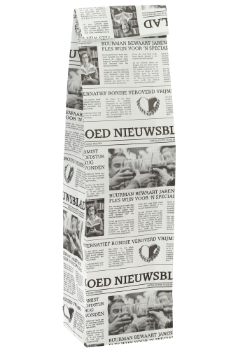 Wijnzak 1-Fles Newspaper krant 10x8x40cm 50stuks
