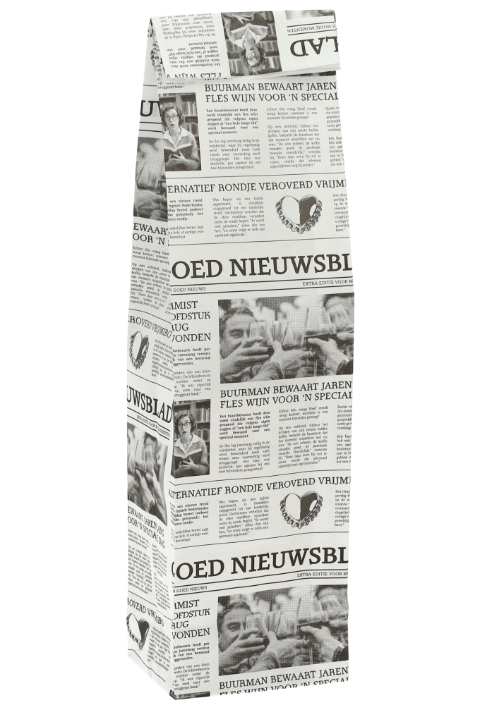 Wijnzak 1-Fles Newspaper krant 10x8x40cm 50stuks