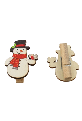Houten Decoratie Sneeuwman Met Knijper 3x3.8cm 36stuks
