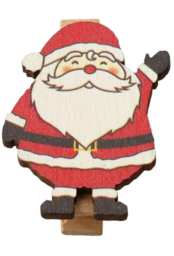 Houten Decoratie Kerstman Met Knijper 3.2x3.5cm 36stuks