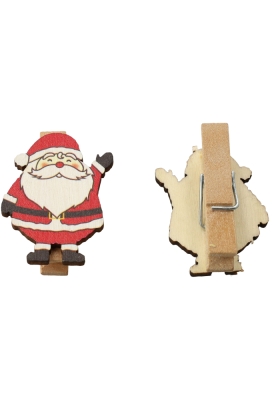 Houten Decoratie Kerstman Met Knijper 3.2x3.5cm 36stuks