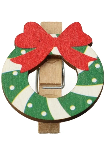 Houten Decoratie Kerst Krans Met Knijper 3x3.5cm 36stuks
