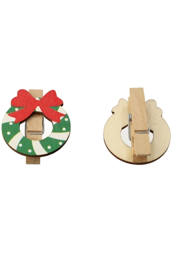 Houten Decoratie Kerst Krans Met Knijper 3x3.5cm 36stuks