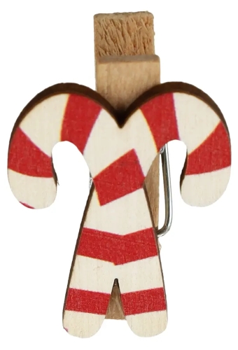 Houten Decoratie Kerst Candy Met Knijper 2.2x3.5cm 36stuks