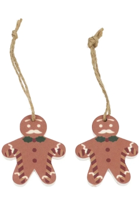 Houten Decoratie Gingerbread Met Koord 4 x 5cm 24stuks