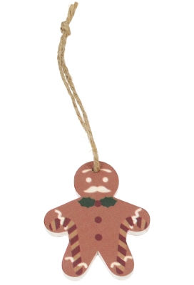 Houten Decoratie Gingerbread Met Koord 4 x 5cm 24stuks