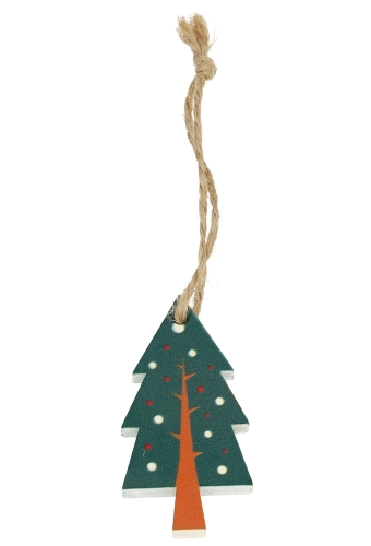 Houten Decoratie Kerstboom Met Koord 2.7x5.5cm 24stuks