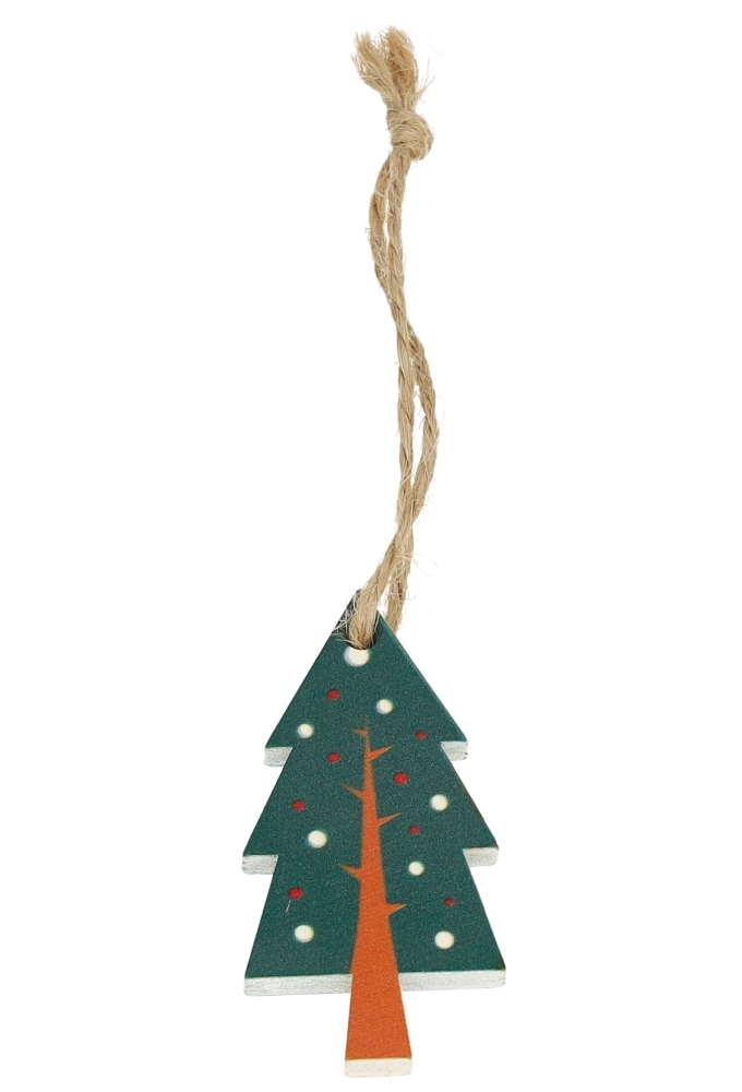 Houten Decoratie Kerstboom Met Koord 2.7x5.5cm 24stuks