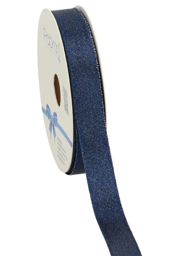 Luxe Satijn Dubbel Lint Blauw Metallic 15mm x 20meter
