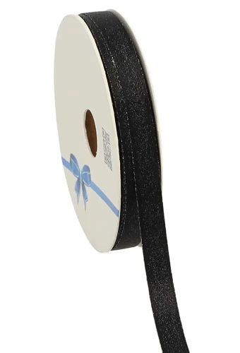 Luxe Satijn Dubbel Lint Zwart Metallic 10mm x 25meter
