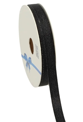 Luxe Satijn Dubbel Lint Zwart Metallic 10mm x 25meter