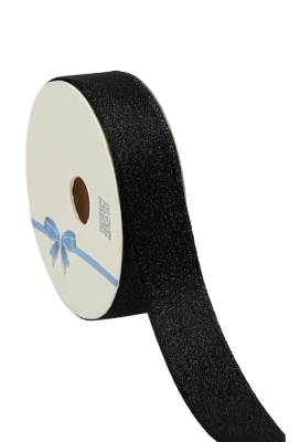 Luxe Satijn Dubbel Lint Zwart Metallic 25mm x 20meter