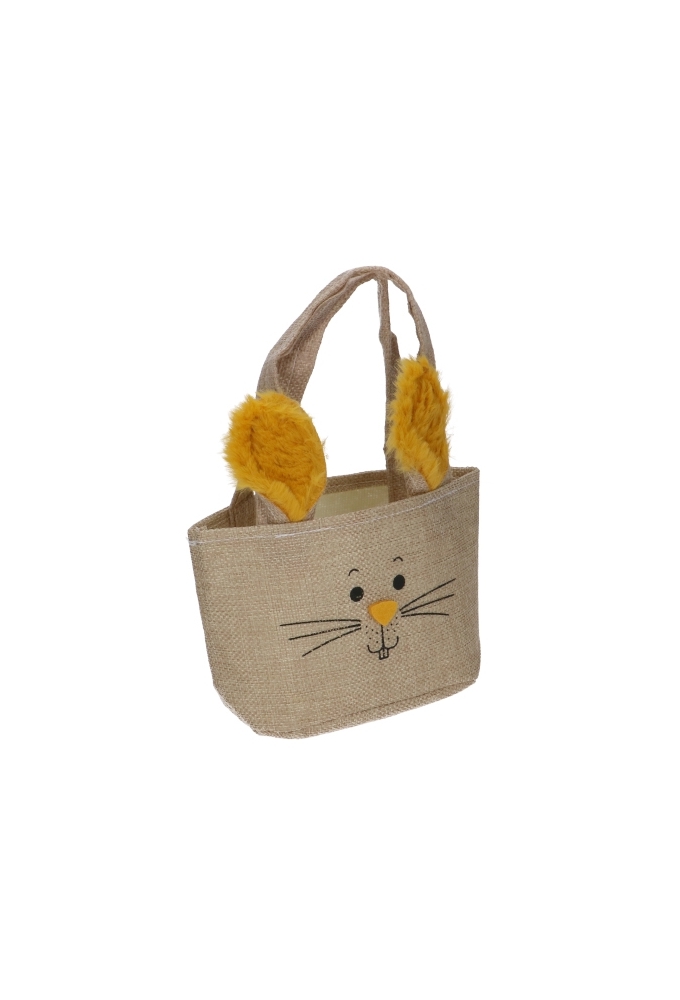 Paastasje Haasje Met 2 Oren Jute & Hengsels 13x6.5x10cm 12stuks