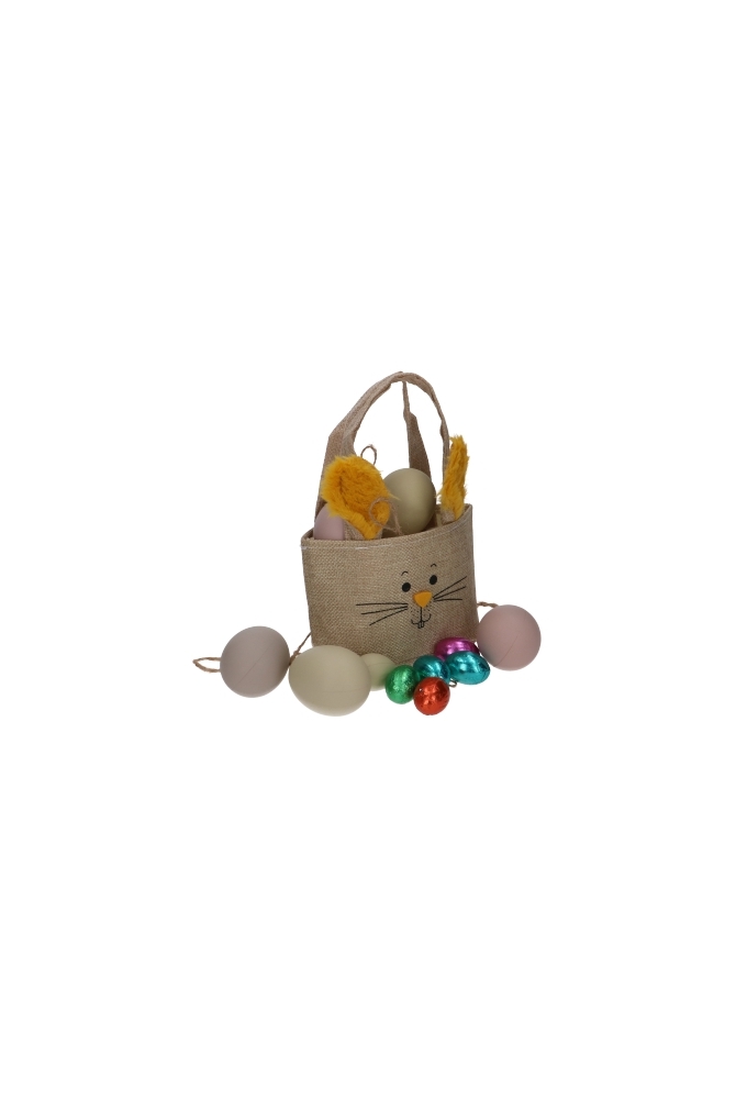 Paastasje Haasje Met 2 Oren Jute & Hengsels 13x6.5x10cm 12stuks