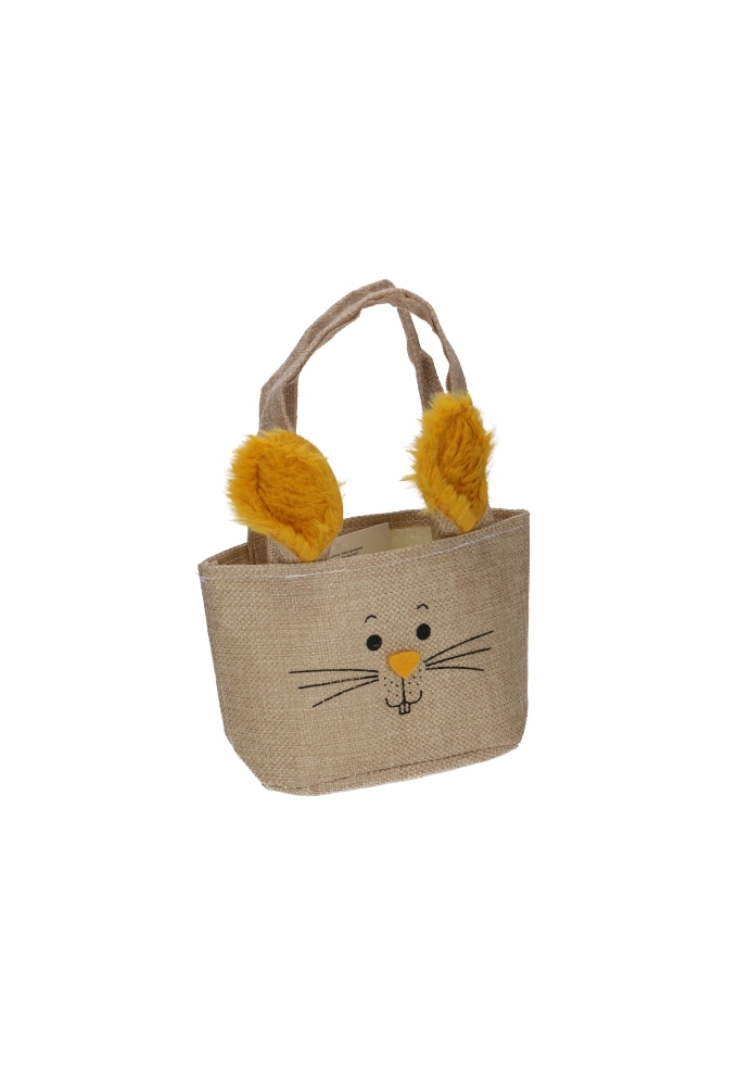 Paastasje Haasje Met 2 Oren Jute & Hengsels 13x6.5x10cm 12stuks