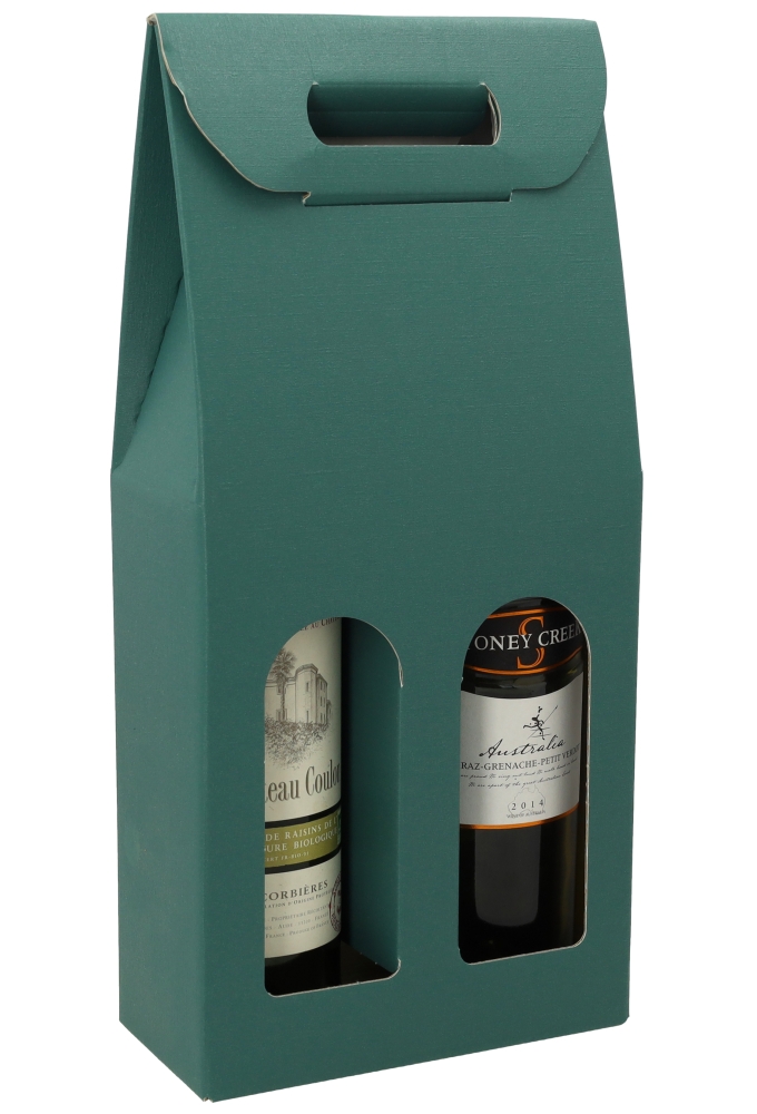 Luxe Wijndozen Vigo Groen voor 2 fles 18x9x38.5cm 30stuks