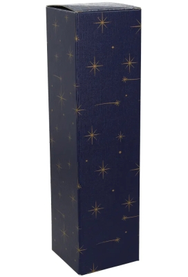 Luxe Wijndozen Ferro Blauw Sterren 1 fles 9x9x38.5cm 10stuks