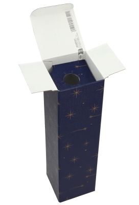 Luxe Wijndozen Ferro Blauw Sterren 1 fles 9x9x38.5cm 10stuks