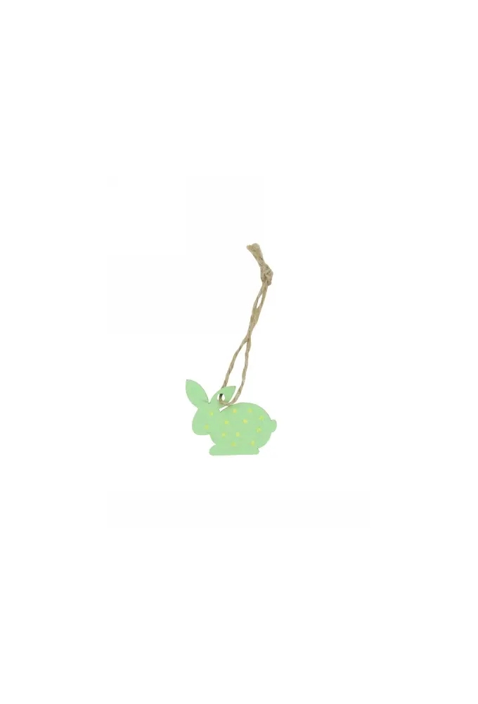 Houten Deco Haasje Groen Met Gele Stippen & Koordje 3.5x3cm 36stuks OP IS OP