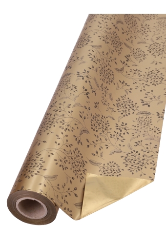 Cadeaufolie Dubbelzijdig Goud Mat Botancial & Goud Mat 60cm x 50meter