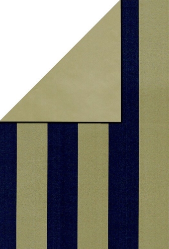 Kadopapier Coated Gold & Navy Stripe Deluxe 60cm x 175meter