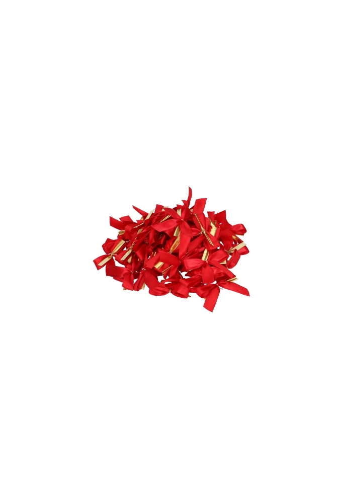 Luxe Strikje Satijn Rood & Gouden Clip 6x5cm 50stuks lint 1.5cm OP IS OP