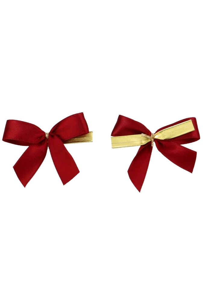 Strikje Satijn Bordeaux Met Clip 6x5cm 50stuks OP IS OP