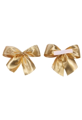 Luxe Strikje Satijn Goud & Plakker 7.5x6cm 50stuks lint 2.5cm OP IS OP
