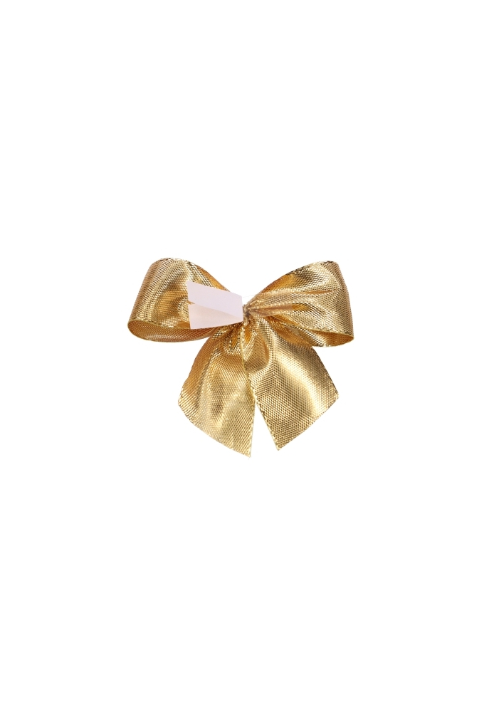 Luxe Strikje Satijn Goud & Plakker 7.5x6cm 50stuks lint 2.5cm OP IS OP