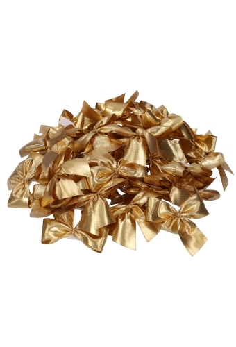 Luxe Strikje Satijn Goud & Plakker 7.5x6cm 50stuks lint 2.5cm OP IS OP