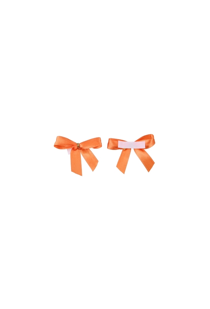 Luxe Strikje Satijn Oranje & Plakker 4x3.5cm 250stuks lint 1.0cm