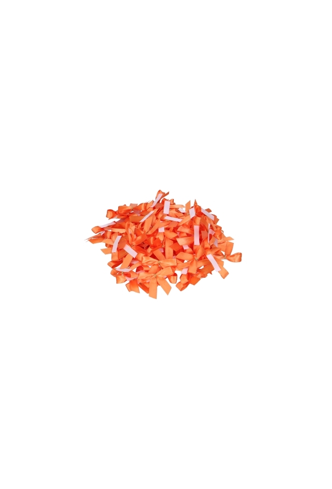 Luxe Strikje Satijn Oranje & Plakker 4x3.5cm 250stuks lint 1.0cm