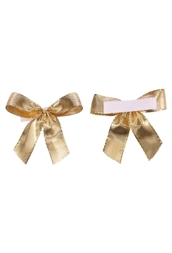 Luxe Strikje Satijn Goud & Plakker 6x5cm 250stuks lint 1.5cm