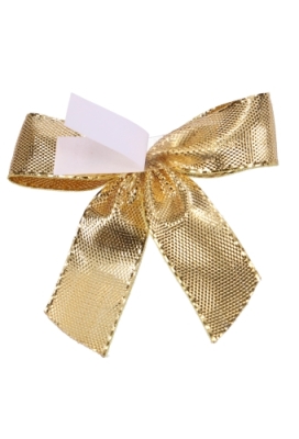 Luxe Strikje Satijn Goud & Plakker 6x5cm 250stuks lint 1.5cm