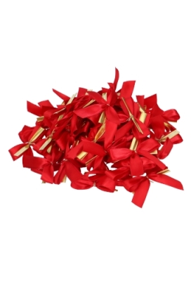 Luxe Strikje Satijn Rood & Gouden Clip 6x5cm 250stuks lint 1.5cm