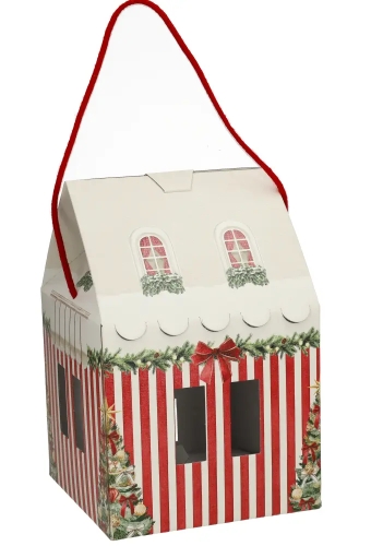 Geschenkdoos Huisje Christmas Red & Green Christmas garland 20x20x18cm 40stuks