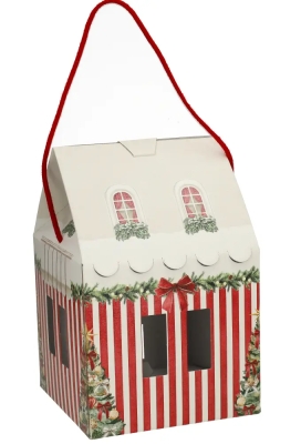Geschenkdoos Huisje Christmas Red & Green Christmas garland 20x20x18cm 40stuks
