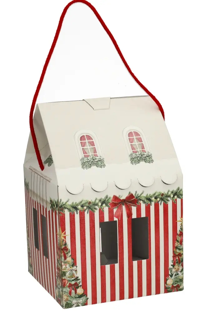 Geschenkdoos Huisje Christmas Red & Green Christmas garland 20x20x18cm 40stuks