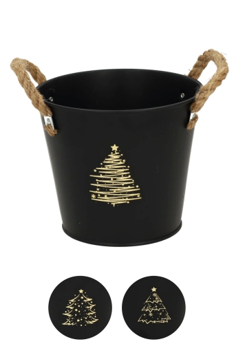 Zinken Emmertjes Black Mat Christmas Tree Gold Met Jute Handgreep 15x13cm 1 stuk