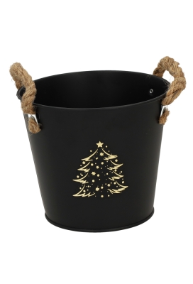 Zinken Emmertjes Black Mat Christmas Tree Gold Met Jute Handgreep 15x13cm 1 stuk
