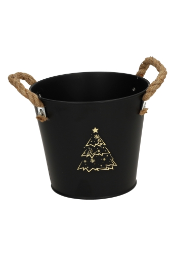 Zinken Emmertjes Black Mat Christmas Tree Gold Met Jute Handgreep 15x13cm 1 stuk