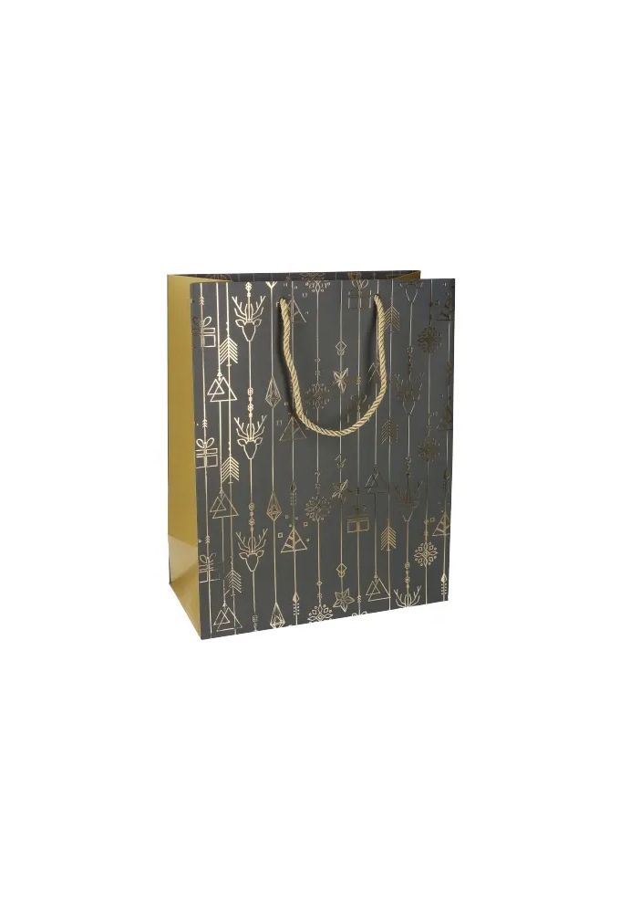 Kersttasjes Jumbo Kerstmis Grijs & Goud 33x10x45.5cm 10stuks